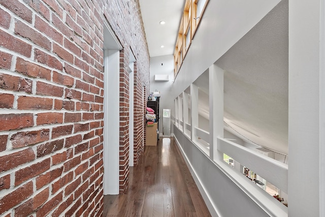 2 Candlewood Rd, Windham, NH 03087 - corridor with brick wall, hardwood / wood-style floors, and recessed lighting