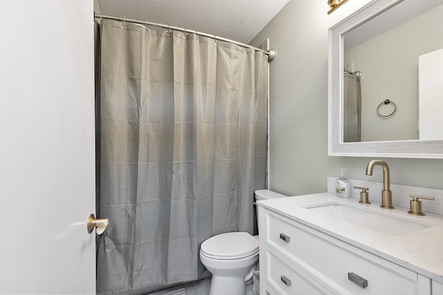 2 Candlewood Rd, Windham, NH 03087 - bathroom featuring vanity, toilet, a textured ceiling, and curtained shower