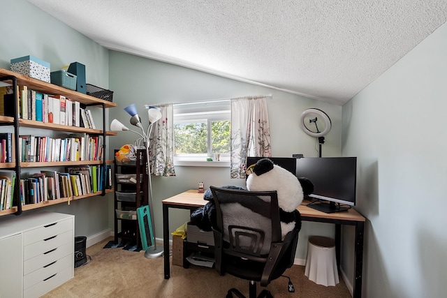 2 Candlewood Rd, Windham, NH 03087 - office space featuring carpet, vaulted ceiling, a textured ceiling, and baseboards
