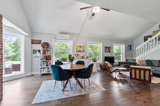 2 Candlewood Rd, Windham, NH 03087 - dining area with vaulted ceiling, healthy amount of natural light, ceiling fan, and dark wood finished floors