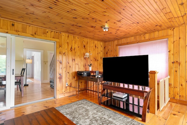 138 Sixth St, Dover, NH 03820 - living room with wood walls, hardwood / wood-style flooring, and wooden ceiling