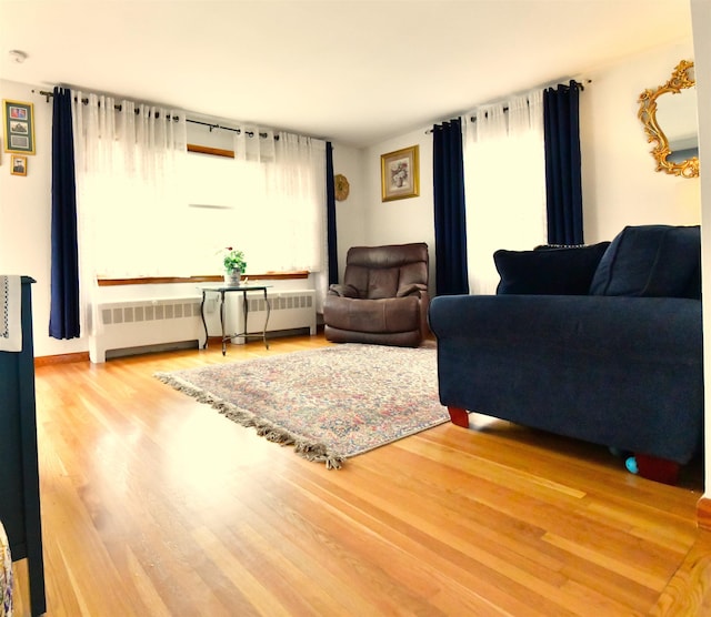 55 Harding St, Manchester, NH 03109 - living room featuring radiator heating unit and wood finished floors