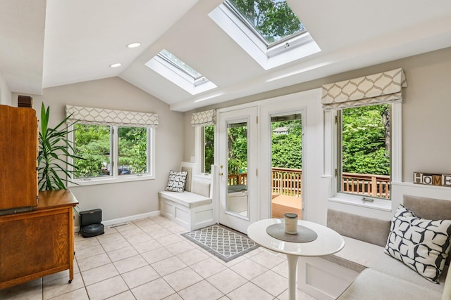 2 Warton Rd, Nashua, NH 03062 - sunroom / solarium featuring a skylight, healthy amount of natural light, and vaulted ceiling