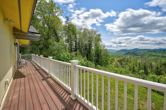 33 Karwendal Strasse, Bartlett, NH 03812 - wooden deck with a wooded view, a lawn, and a mountain view