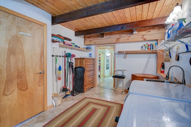 33 Karwendal Strasse, Bartlett, NH 03812 - washroom featuring wood ceiling and light tile patterned flooring