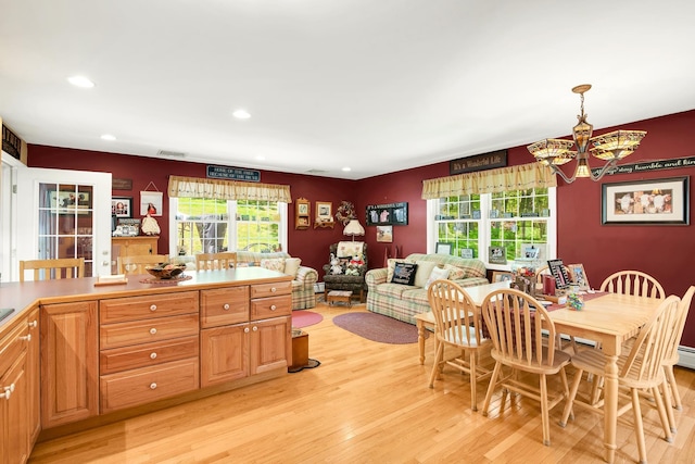 4 Mones Folly Dr, Dover, NH 03820 - dining space featuring light wood-style flooring, a chandelier, and recessed lighting