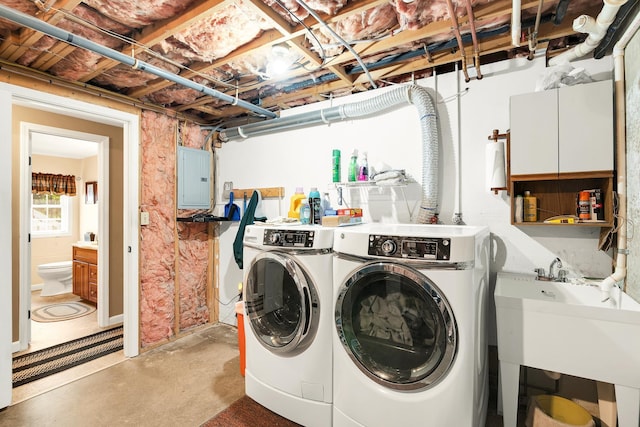 4 Mones Folly Dr, Dover, NH 03820 - laundry room featuring separate washer and dryer and electric panel