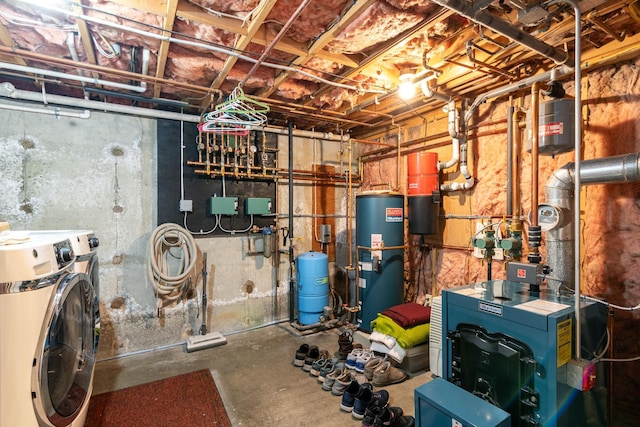 4 Mones Folly Dr, Dover, NH 03820 - utilities featuring water heater, washer and clothes dryer, a central vacuum unit, and a heating unit