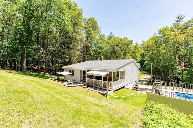 4 Mones Folly Dr, Dover, NH 03820 - rear view of property with a gazebo, a wooden deck, a chimney, and a shingled roof