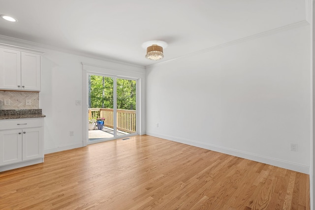 250 Harmony Rd, Northwood, NH 03261 - unfurnished dining area with ornamental molding, light wood-type flooring, baseboards, and recessed lighting