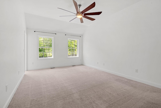 250 Harmony Rd, Northwood, NH 03261 - empty room featuring carpet, a ceiling fan, lofted ceiling, and baseboards