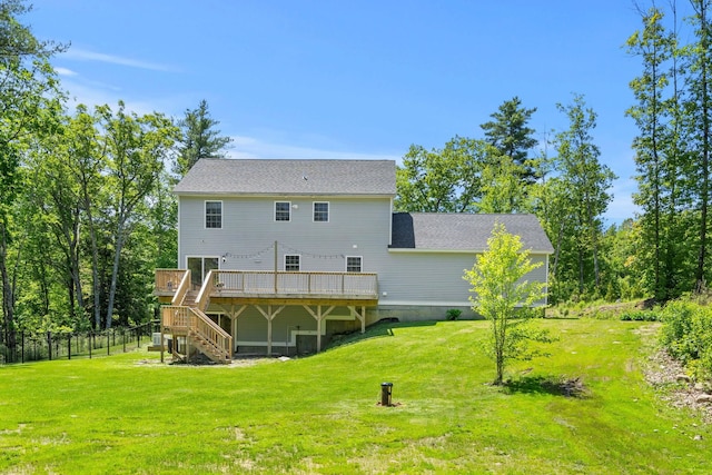 250 Harmony Rd, Northwood, NH 03261 - back of property with stairway and a deck