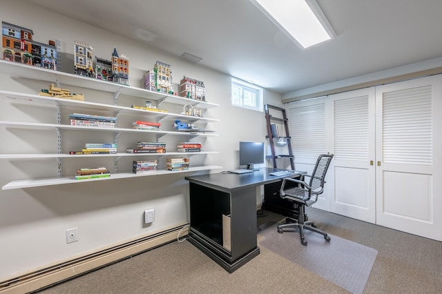 51 Carter Rd, New London, NH 03257 - carpeted office space with a baseboard heating unit