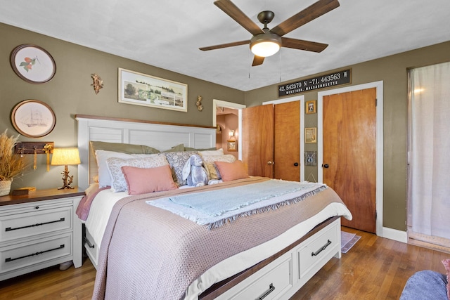 228 Platts Ave, Manchester, NH 03109 - bedroom with wood finished floors, two closets, and ceiling fan
