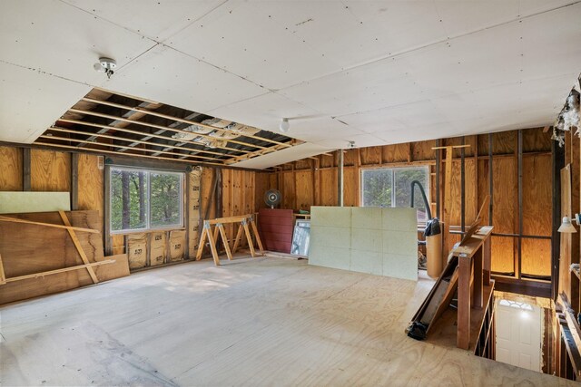 87 Lower Camp Rd, Northwood, NH 03261 - miscellaneous room with plenty of natural light, lofted ceiling, and wooden walls