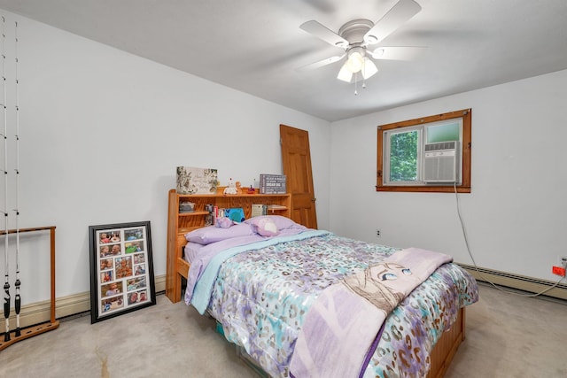 222 Main St, Alton, NH 03809 - bedroom featuring carpet flooring, baseboard heating, and ceiling fan