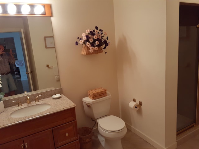 11 Portside Dr Unit 5, Moultonborough, NH 03254 - full bathroom with toilet, vanity, a stall shower, tile patterned floors, and baseboards