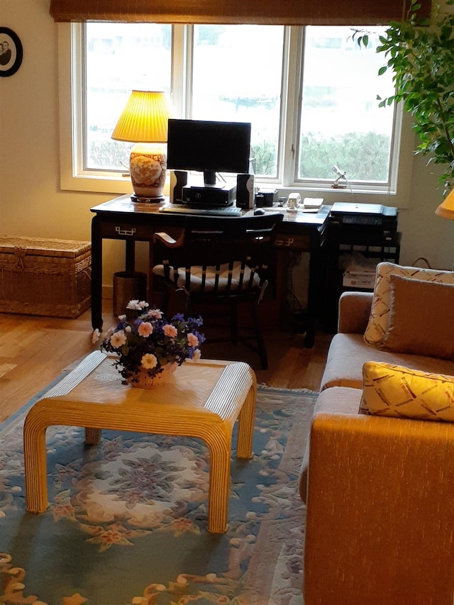 11 Portside Dr Unit 5, Moultonborough, NH 03254 - living area with wood finished floors and a desk