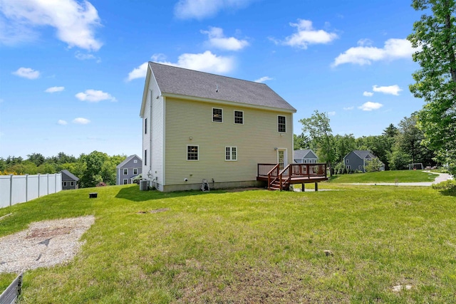 33 Thatcher Way, Barrington, NH 03825 - rear view of house featuring a deck and central AC