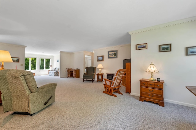 10 Vappi Vale Ln, Moultonborough, NH 03254 - carpeted living room featuring baseboards and ornamental molding
