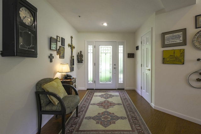 16 Carleton Way, Hales Location, NH 03860 - entryway featuring baseboards, dark wood-style floors, and recessed lighting