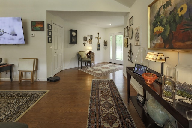 16 Carleton Way, Hales Location, NH 03860 - foyer entrance with wood finished floors, baseboards, and lofted ceiling