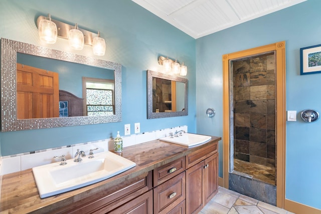 628 S Main St, Brattleboro, VT 05301 - full bath featuring double vanity and tiled shower