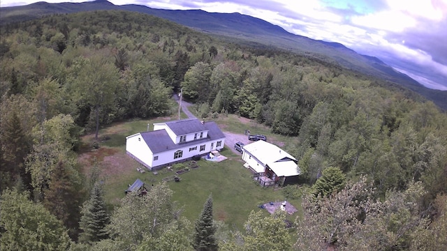 182 Franks Way, Middlesex, VT 05602 - aerial view of property and surrounding area with a heavily wooded area and a mountainous background