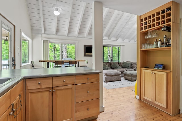 5 Adams Rd, Jackson, NH 03846 - kitchen featuring wood ceiling, plenty of natural light, light wood-style flooring, and open floor plan
