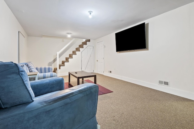 5 Adams Rd, Jackson, NH 03846 - carpeted living room with stairs and baseboards
