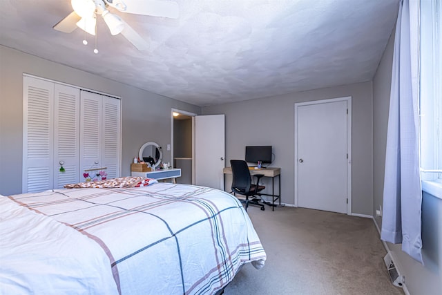 3 Cedarbrook Ave Unit C, Rochester, NH 03867 - bedroom featuring carpet, a desk, a closet, a ceiling fan, and baseboards