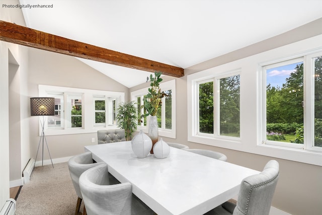 9 Grove Rd, Lyndeborough, NH 03082 - dining room with a baseboard radiator, baseboards, and carpet floors