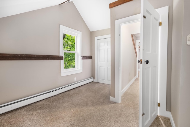 9 Grove Rd, Lyndeborough, NH 03082 - additional living space featuring baseboard heating, carpet floors, vaulted ceiling, and baseboards