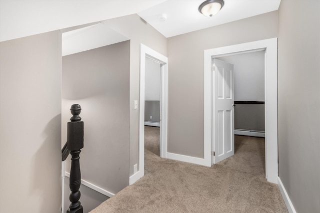 9 Grove Rd, Lyndeborough, NH 03082 - hall featuring a baseboard heating unit, carpet floors, and baseboards