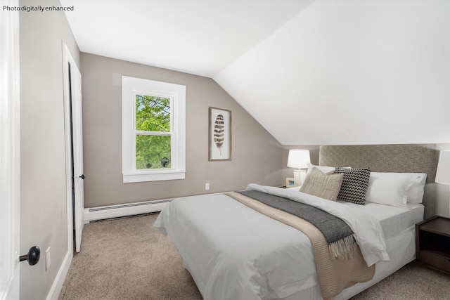 9 Grove Rd, Lyndeborough, NH 03082 - carpeted bedroom featuring a baseboard radiator and lofted ceiling