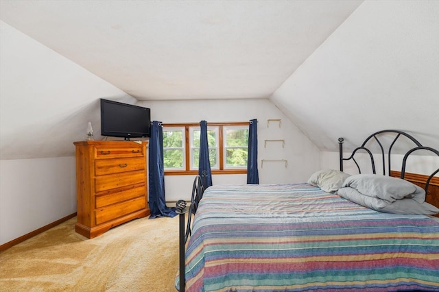 780 Greenfield Rd, Peterborough, NH 03458 - bedroom featuring lofted ceiling, light carpet, and baseboards