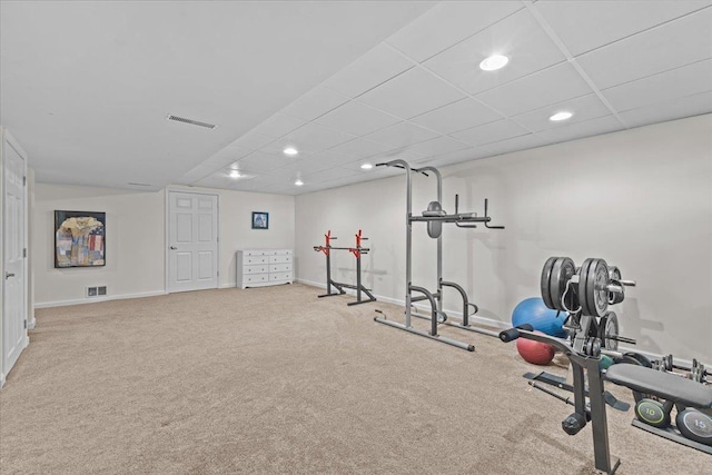 168 Raven Cir, Williston, VT 05495 - exercise area with recessed lighting, baseboards, carpet, and a drop ceiling
