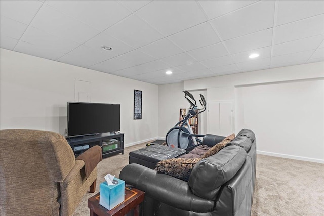 168 Raven Cir, Williston, VT 05495 - living area with carpet floors, recessed lighting, baseboards, and a paneled ceiling