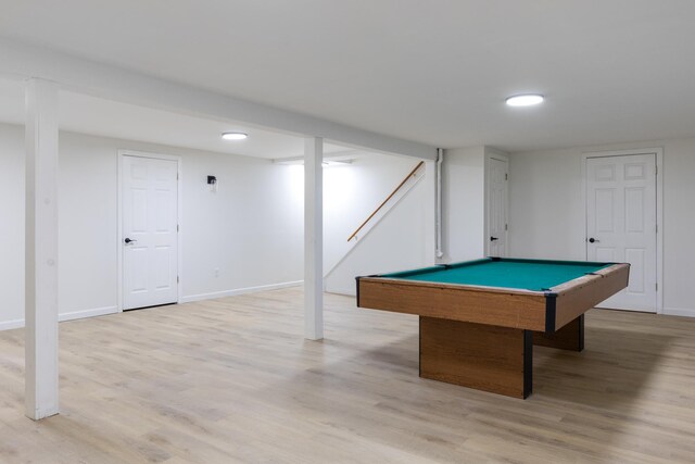 179 Arbor Ln, Colchester, VT 05446 - rec room featuring light wood-style flooring, baseboards, pool table, and recessed lighting