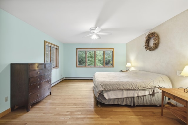 263 Old Post Rd, Newbury, NH 03255 - bedroom featuring baseboard heating, light wood-style floors, a baseboard heating unit, and baseboards