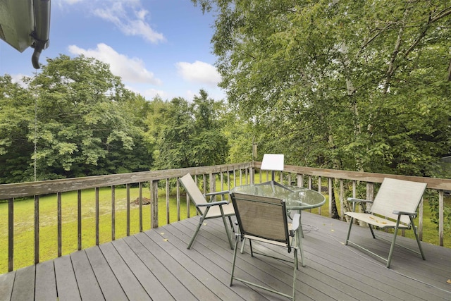 263 Old Post Rd, Newbury, NH 03255 - wooden terrace featuring outdoor dining space and a lawn