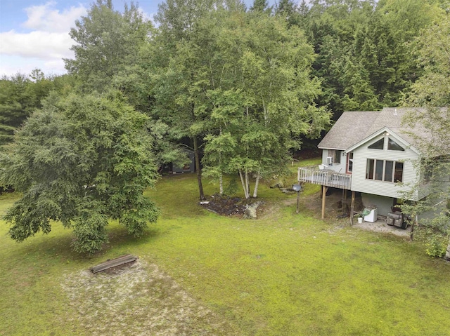 263 Old Post Rd, Newbury, NH 03255 - view of green lawn with a deck