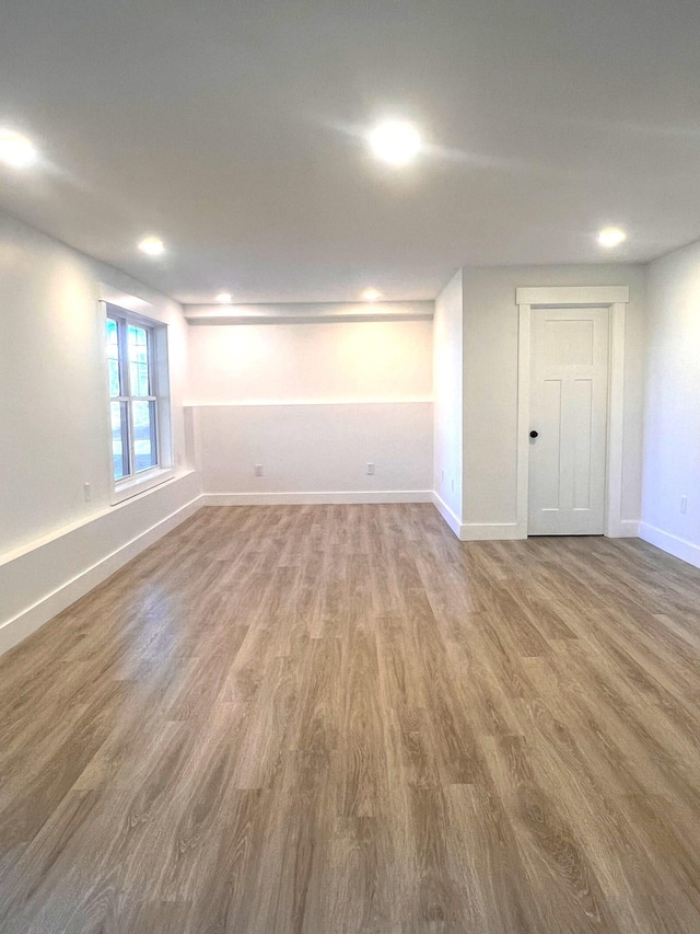 3 Crocket St, Rochester, NH 03867 - basement featuring wood finished floors, baseboards, and recessed lighting