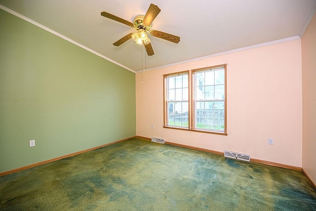19/22 River St, Seabrook, NH 03874 - spare room with baseboards, carpet floors, ornamental molding, and ceiling fan