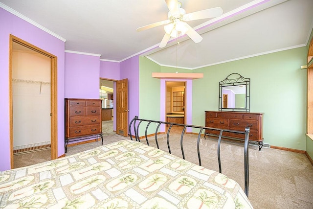 19/22 River St, Seabrook, NH 03874 - bedroom featuring baseboards, carpet flooring, crown molding, a closet, and vaulted ceiling