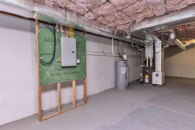 264 Woodview Way, Manchester, NH 03102 - unfinished below grade area featuring water heater, electric panel, and heating unit