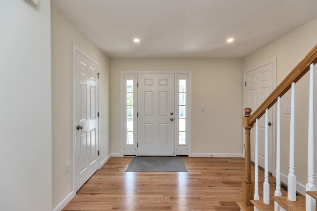 264 Woodview Way, Manchester, NH 03102 - entryway featuring healthy amount of natural light, light wood-type flooring, recessed lighting, and baseboards