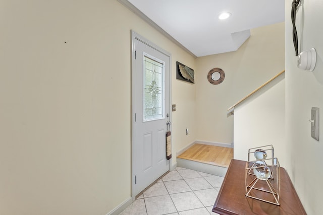 12 Old Fort Ln, Dunbarton, NH 03046 - entryway featuring light tile patterned flooring, baseboards, and recessed lighting