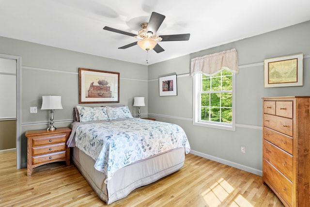 12 Old Fort Ln, Dunbarton, NH 03046 - bedroom featuring light wood-type flooring, baseboards, and a ceiling fan