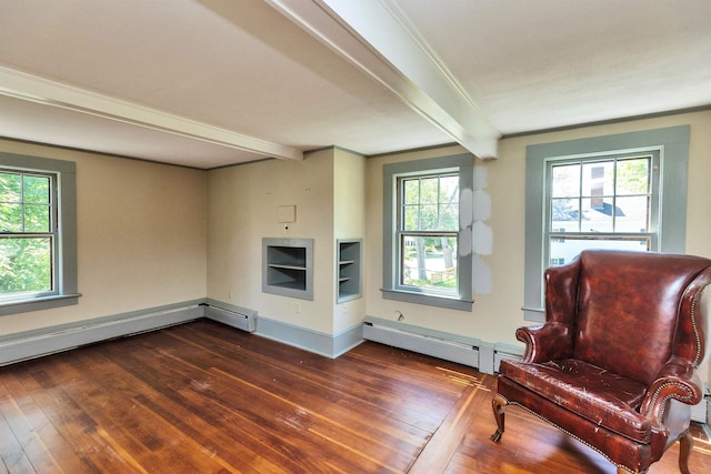 3 Foundry St, Amherst, NH 03031 - sitting room featuring beamed ceiling, dark wood-style floors, and healthy amount of natural light